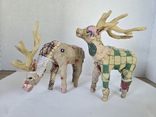 Vtg BOHO Kantha Sari Patchwork Deer Forest Stag Handcrafted Cottage Core  picture