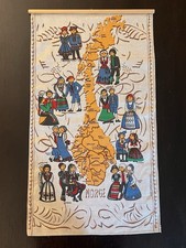 Vintage Norwegian Linen Wall Hanging Norway Bunad Map Inger Landsem Danielsen picture