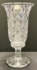 Vtg 1990s Czech Republic 24% Lead Cut Crystal 2-Pc Hurricane Candle Holder 12