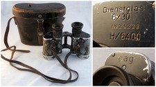 Vintage WW2 German Dienstglas 6x30 Binoculars CAG Swarovski Black Crinkle + Case picture