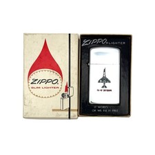 1970 Zippo Slim TA-4F Skyhawk Aircraft Chrome Lighter New Old Stock Original Box picture