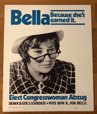 VTG ORIGINAL 1970s BELLA ABZUG CONGRESS CAMPAIGN POSTER FEMINIST LGBQ ICON NYC picture