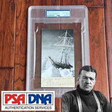 ERNEST SHACKLETON Polar Explorer Autograph Cut ENDURANCE Photo Signed * PSA picture