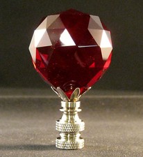 LAMP FINIAL-RED LEADED CRYSTAL LAMP FINIAL-SATIN NICKEL FINISH picture