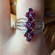 Natural Raspberry Garnet Sterling Silver Ring Size 9.75 picture