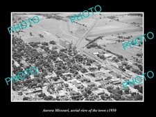 OLD POSTCARD SIZE PHOTO AURORA MISSOURI AERIAL VIEW OF TOWN c1950 1 picture