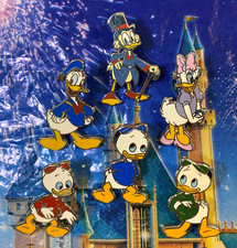 🦆 Disney Daisy & Donald Duck Nephews Huey Dewey Louie & Uncle Scrooge 6 Pin Set picture
