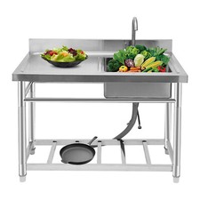 Restaurant Kitchen Stainless Steel Sink Free Standing Silver 150kg Bear Capacity picture