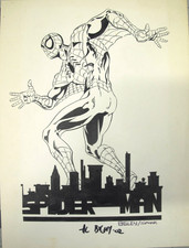 vtg original comic art ink sketch - Al Bigley Steve Sphar Spiderman Spidey 1980s picture