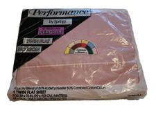 Vtg Performance by Springs Twin Flat Sheet Percale No Iron Pink Mauve NOS picture