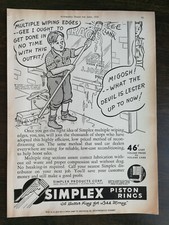 Vintage 1939 Simplex Piston Rings Full Page Original Ad picture
