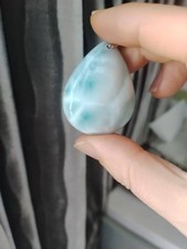Genuine Natural Blue Larimar Gemstone   Elliptical shape Lady Pendant picture