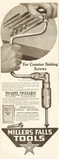 1919 Millers Falls Tool Massachusetts Bit Brace No 732 Vintage Man Cave Decor Ad picture