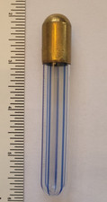 C 1890 German Ribbon Glass Scent Vial ~ Marked Germany ~ Blue Striped Perfume picture