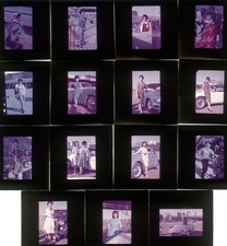N101 1950'S SLIDES PRETTY LADIES ADVERTISING CLASSIC CARS IN HONG KONG LOT OF 15 picture
