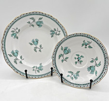 SPODE Darlington 7.75” Salad Plate And Saucer Green Y6569 picture