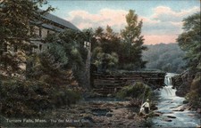 Turners Falls ME Maine Old Mill and Dam Fishing c1900-20s Vintage Postcard picture