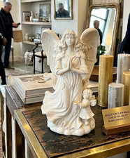 Vintage Retired PartyLite 'Angel of Hope' White Bisque Porcelain Candle Holder picture