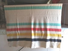 Vintage Polar Star A Golden Dawn Wool Blanket JC Penney Large Striped Trapper Lg picture