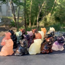 100pc Natural Mix Quartz Carved cat Skull Crystal Reiki Healing Gem Halloween picture