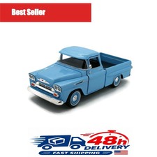 Motormax 1958 Chevy Apache Fleetside Pickup 1:24 Diecast Model Truck Light Blue picture
