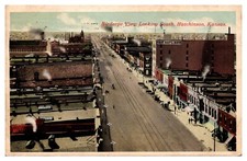 Hutchison Kansas Birds Eye Main Street View Banks Stores Signs Awnings   -  A50 picture