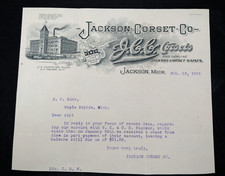 Antique 1909 JACKSON CORSET CO Letterhead ~ Jackson, MI picture