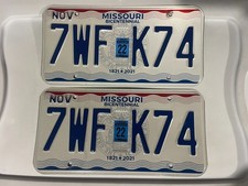 MISSOURI LICENSE PLATE PAIR OF LICENSE PLATES 7WF K74 NOVEMBER 2022 Bicentennial picture