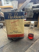 Vintage Rare Nu-Power Motor Oil can additive 1 Gallon PAPER LABEL petroliana  picture