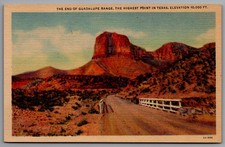 Vintage Postcard - Guadalupe Peak Texas Highest Point, Curteich Linen, Unposted picture