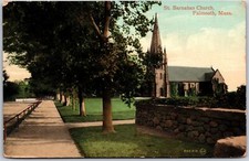 Falmouth Massachusetts MA, 1909 St. Barnabas Church, Pathway, Vintage Postcard picture