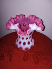 Fenton Cranberry Opalescent Coin Dot Vase picture