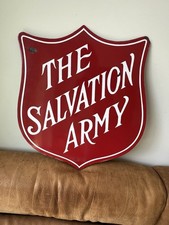 Vintage 1950s 50s The Salvation Army Shield Porcelain Advertising Sign picture