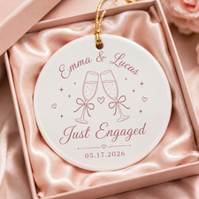 Personalized Just Engaged Christmas Ornament, Custom Couple Keepsake 2026 picture