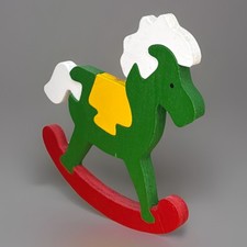Vintage Wooden Rocking Horse Christmas Ornament Puzzle Made in Taiwan picture