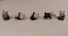 Panda Cub Miniature Dollhouse Porcelain Figurine Lot 5 Set 1.25