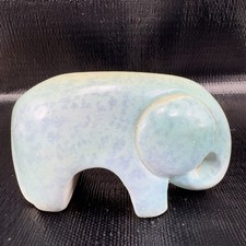 Mid Century Hand Made Pottery Stoneware Elephant Artist Signed Figurine Vintage picture