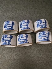 6 M A Hadley Pottery Prancing Horse Napkin Rings Early Motif Vtg SCARCE HTF picture