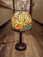 THIS RARE ANTIQUE TIFFANY STAIN GLASS LAMP IS 25HT X 13.5W FOR HOME/OFFICE DEAL  picture