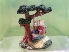 Vintage K’s Collection - Easter Bunnies on Swing Under Tree - 4.5” Figurine NICE picture