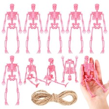 Jetec 6 Pcs Halloween Mini Plastic Skeleton with Jute Rope, Party Favors picture