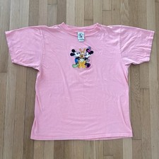 Vintage Disney Mickey Co Shirt XL Pink Embroidered Minnie Pluto Single Stitch picture