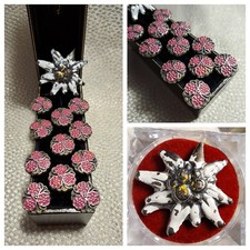 Authentic Austrian Trachten 11 Floral Shank Buttons 15mm + Large Edelweiss 37mm picture