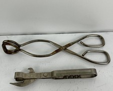 Vintage Vaughn’s Steel Corkscrew Can Opener & Tongs Tools Retro Chicago Illinois picture