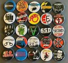 Assorted US Punk Buttons / Pins Set Of 25 picture