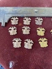 12 Vintage Naval Officer Crests Gold Plated Brass  picture