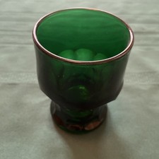 VASE Dark Green pressed glass Flower Flora. 4-1/2” H. Mint Condition. picture