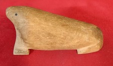 Vintage Artisan Hand Carved Wood Seal Miniature Figurine - Unsigned - VGUC picture