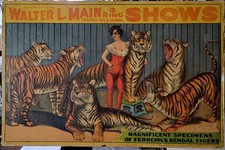 Original Circus Walter L. Main 3 Rings Circus Poster 40 3/8