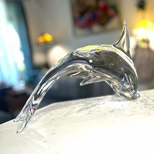 Vintage Italian Hand Blown Glass Dolphin Sculpture, Bullocks picture